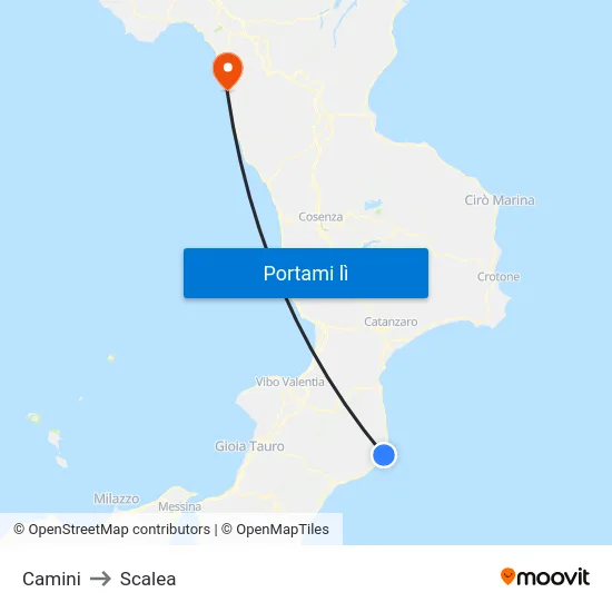 Camini to Scalea map