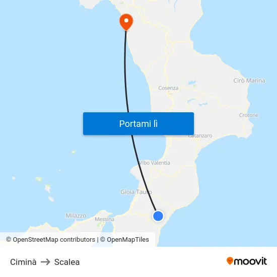 Ciminà to Scalea map