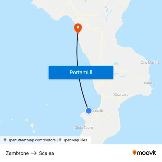 Zambrone to Scalea map