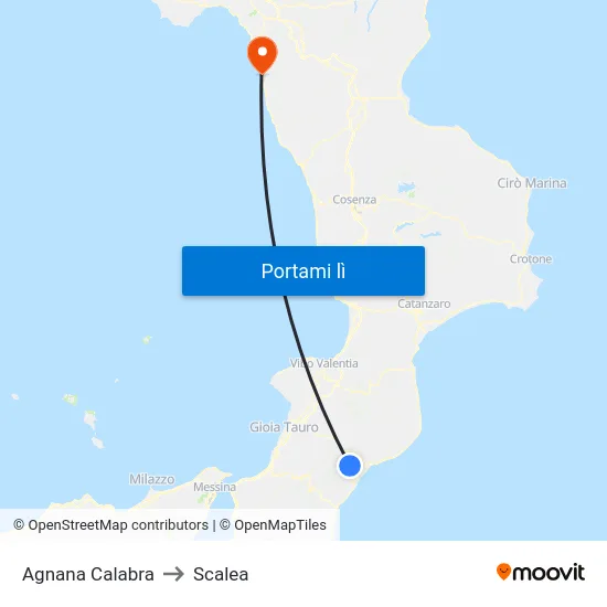 Agnana Calabra to Scalea map