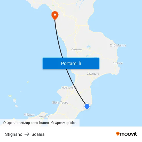 Stignano to Scalea map