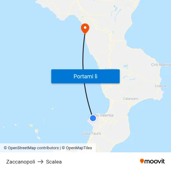 Zaccanopoli to Scalea map