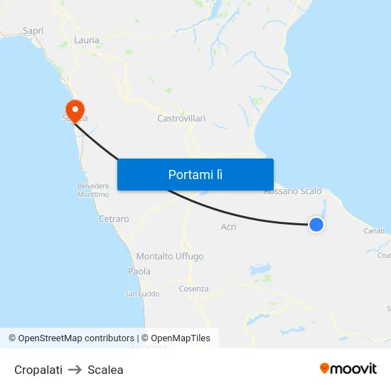 Cropalati to Scalea map