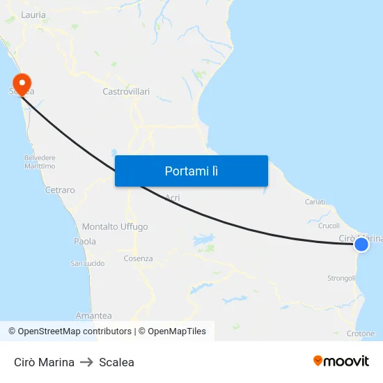 Cirò Marina to Scalea map