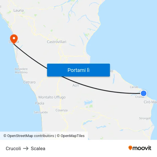 Crucoli to Scalea map