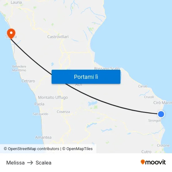 Melissa to Scalea map