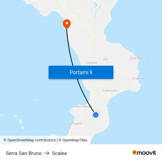 Serra San Bruno to Scalea map