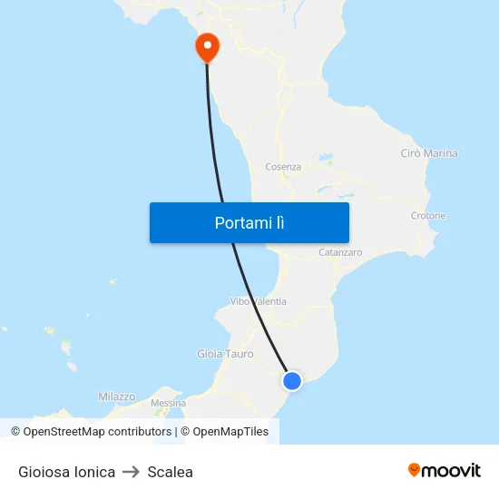 Gioiosa Ionica to Scalea map