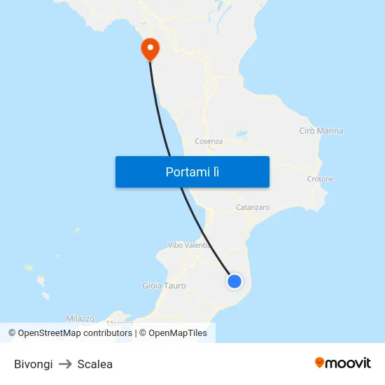 Bivongi to Scalea map