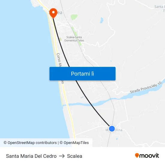 Santa Maria Del Cedro to Scalea map
