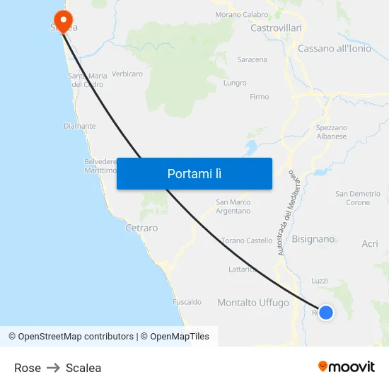Rose to Scalea map