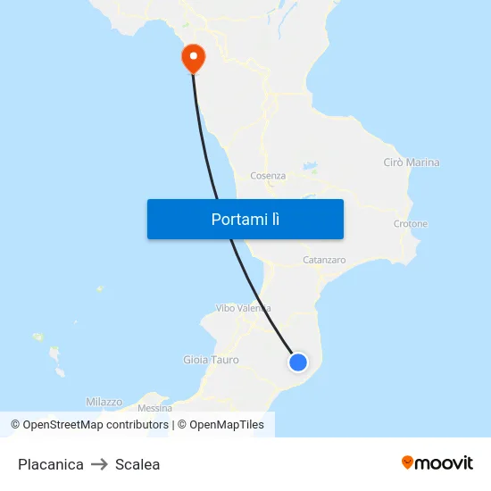 Placanica to Scalea map