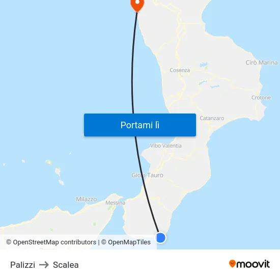 Palizzi to Scalea map