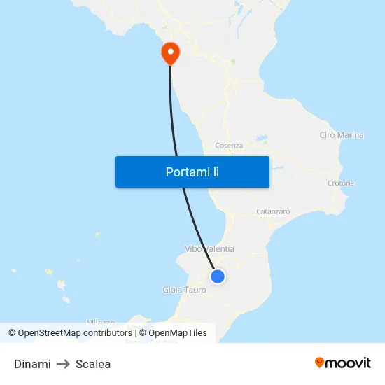 Dinami to Scalea map