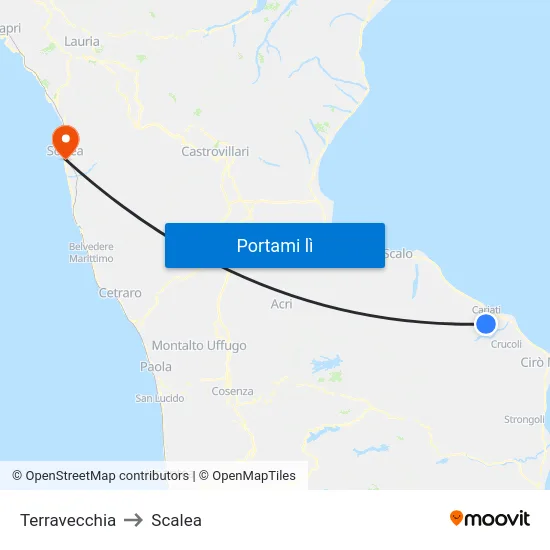 Terravecchia to Scalea map