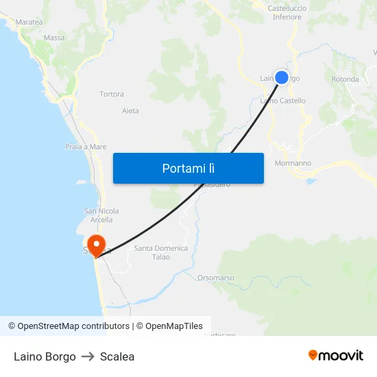 Laino Borgo to Scalea map
