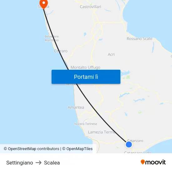 Settingiano to Scalea map