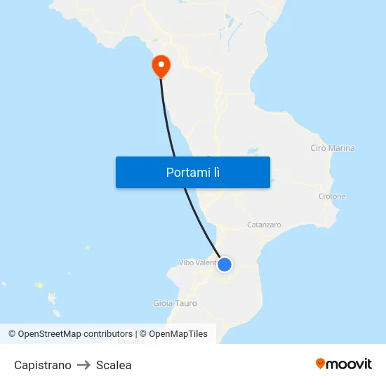 Capistrano to Scalea map