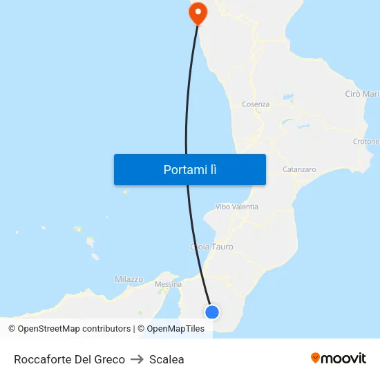Roccaforte Del Greco to Scalea map