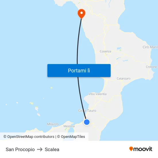 San Procopio to Scalea map