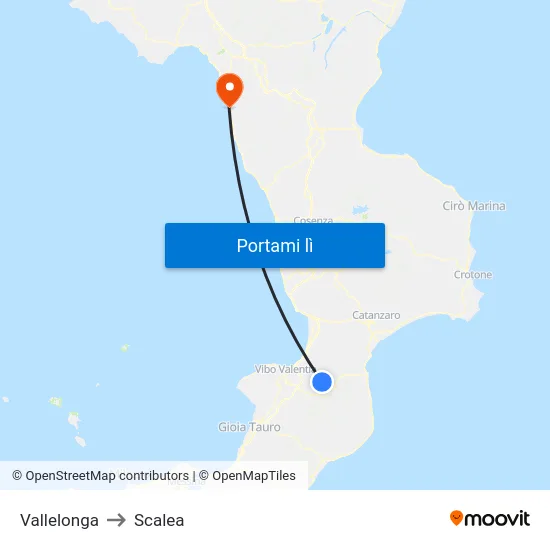 Vallelonga to Scalea map