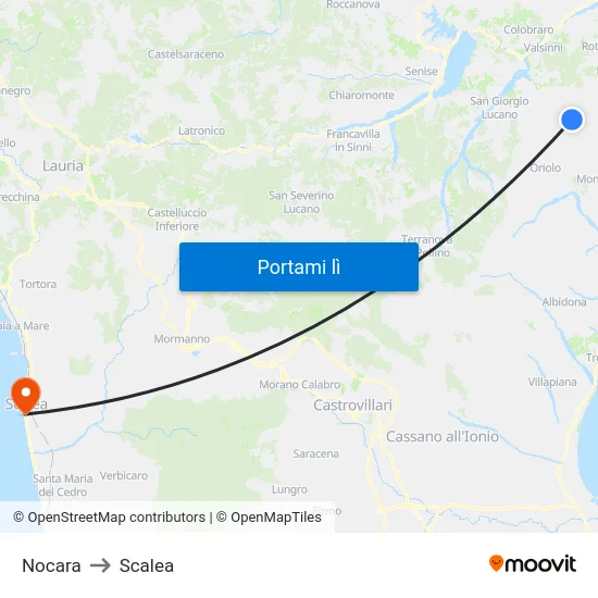 Nocara to Scalea map