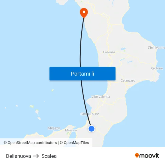 Delianuova to Scalea map