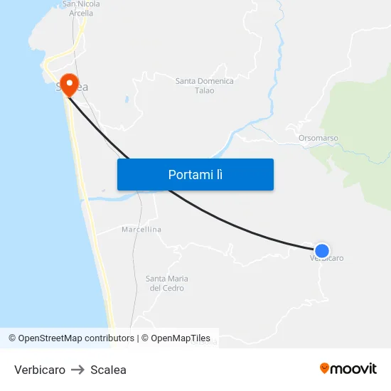Verbicaro to Scalea map
