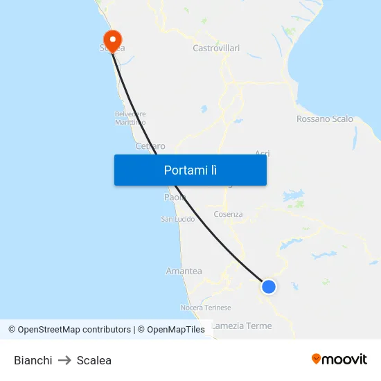 Bianchi to Scalea map