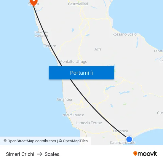 Simeri Crichi to Scalea map
