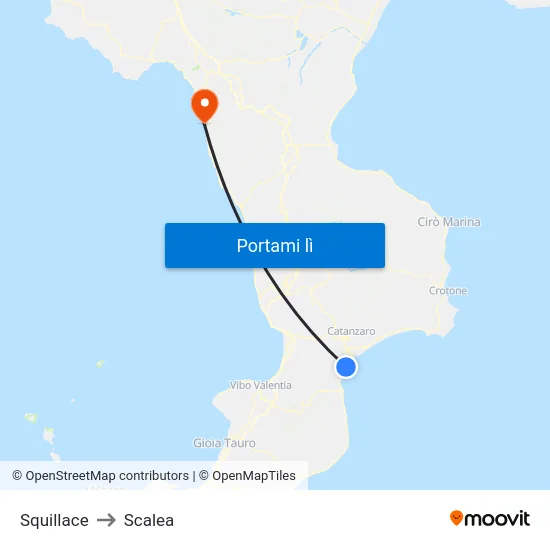 Squillace to Scalea map