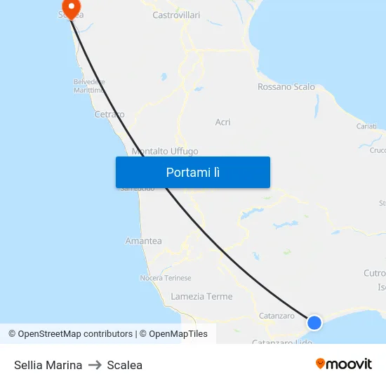 Sellia Marina to Scalea map