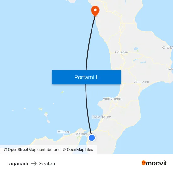Laganadi to Scalea map