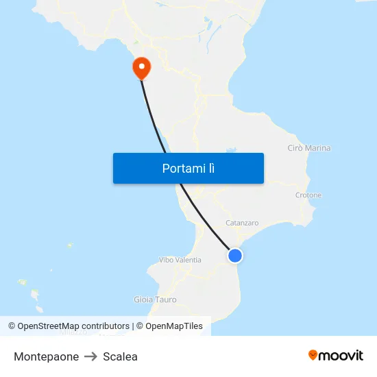 Montepaone to Scalea map