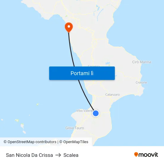 San Nicola Da Crissa to Scalea map