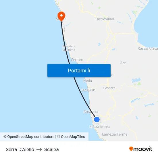 Serra D'Aiello to Scalea map