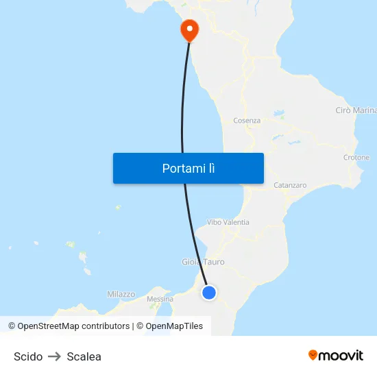 Scido to Scalea map