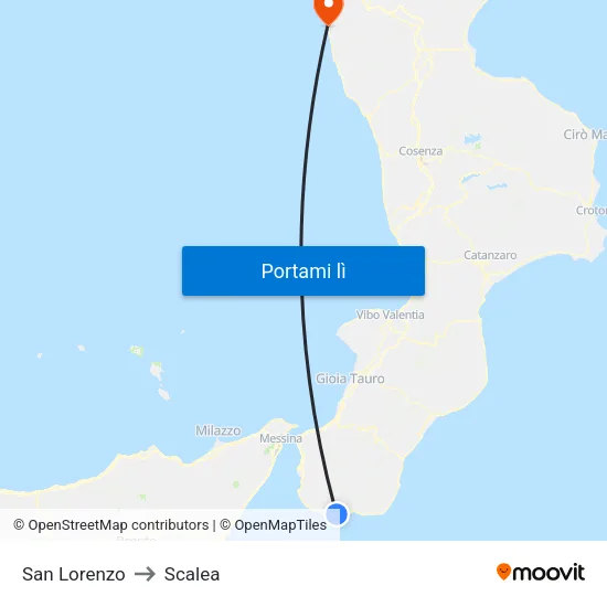 San Lorenzo to Scalea map