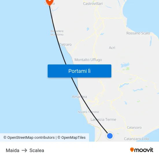 Maida to Scalea map