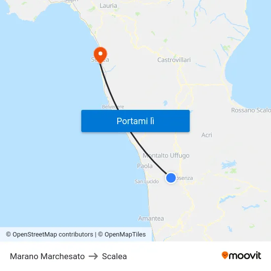Marano Marchesato to Scalea map