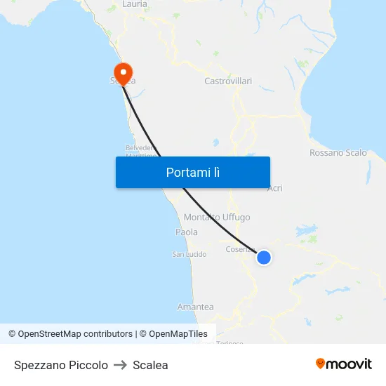 Spezzano Piccolo to Scalea map