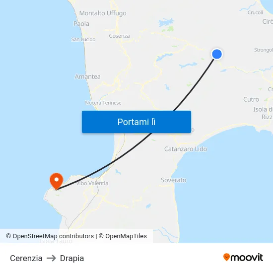 Cerenzia to Drapia map