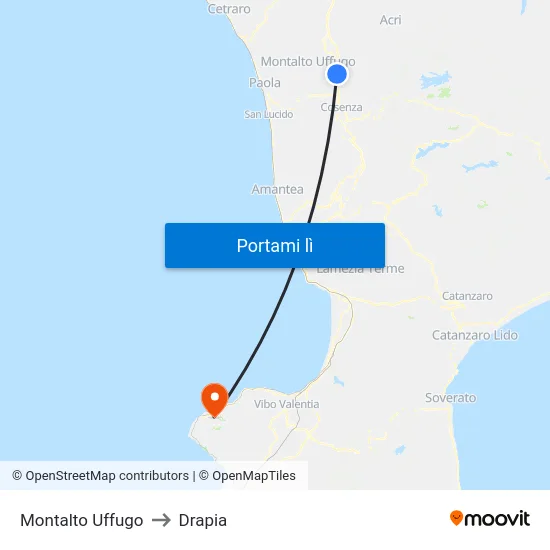 Montalto Uffugo to Drapia map