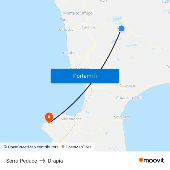 Serra Pedace to Drapia map