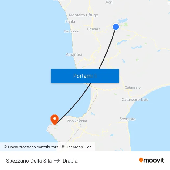 Spezzano Della Sila to Drapia map