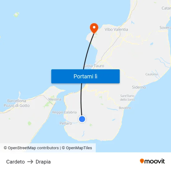 Cardeto to Drapia map