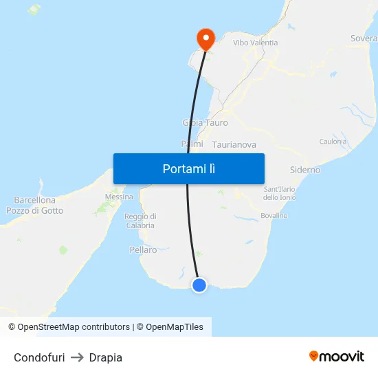 Condofuri to Drapia map