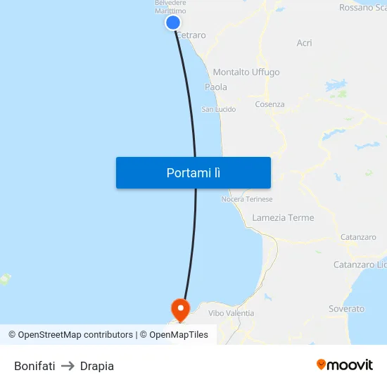 Bonifati to Drapia map