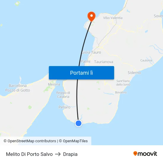 Melito Di Porto Salvo to Drapia map