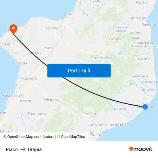 Riace to Drapia map
